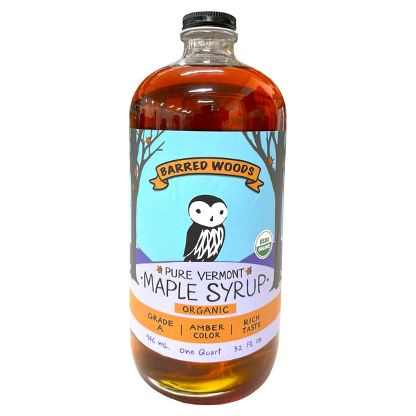 Bottle of Maple Syrup - One Quart Glass Bottle of Organic Maple Syrup 32 oz