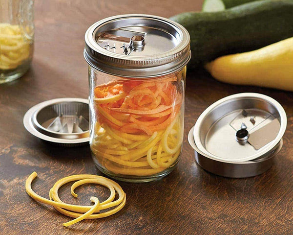 Stainless Steel 3-in-1 Spiralizer for Wide Mouth Mason Jars