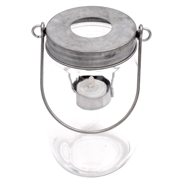 Galvanized Metal Tea Light Candle Holder Lids With Handles for Mason Jars 3 Pack