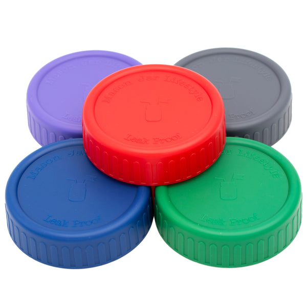 Leak Proof Plastic Storage Lids with Silicone Liners for Mason Jars