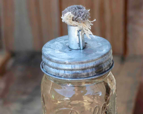 Tiki Torch Oil Lamp Galvanized Metal Lid for Mason Jars