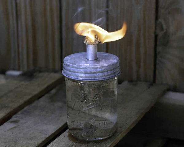 Tiki Torch Oil Lamp Galvanized Metal Lid for Mason Jars